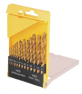 Sada vrtáků MASTERTOOL do kovu 13 ks HSS TiN 2 - 8mm plastic box TiN 11-0413
