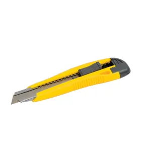 Nůž s odlamovací čepelí MASTERTOOL 18 mm, kovová vodítka, tlačítková svorka, 2 čepele 17-0106