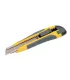 Nůž s odlamovací čepelí MASTERTOOL 18 mm, kovová vodítka, tlačítková svorka, TPR povlak, 3 čepele 17-0119