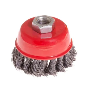 Kartáč kotoučový MASTERTOOL drátěný čelní - pletený drát Ø 75 mm М14 19-7007