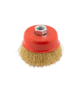 Kartáč kotoučový MASTERTOOL drátěný čelní - rýhovaný mosazný drát Ø 75 mm М14 19-7107