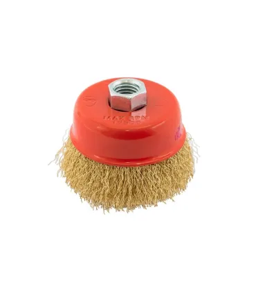 Kartáč kotoučový MASTERTOOL drátěný čelní - rýhovaný mosazný drát Ø 75 mm М14 19-7107