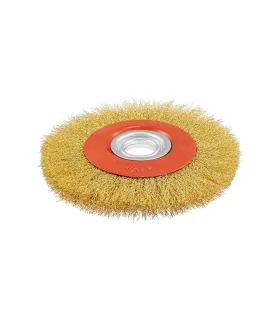 Kartáč kotoučový MASTERTOOL drátěný boční - rýhovaný mosazný drát Ø 200*32 mm 19-9220
