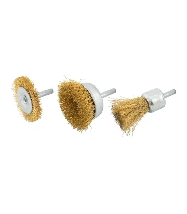 Sada drátěných mosazných kartáčů na vrtačku 1/4" MASTERTOOL Ø25/50/ 50 3 ks 19-9300