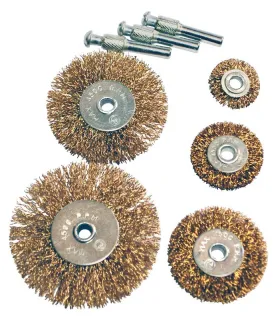 Sada drátěných mosazných kartáčů bočních na vrtačku 1/4" MASTERTOOL Ø20/40/50/63/75 mm 5 ks 19-9500