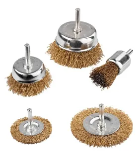 Sada drátěných mosazných kartáčů na vrtačku 1/4" MASTERTOOL Ø25/50/75// 50/75 mm, 5ks 19-9501