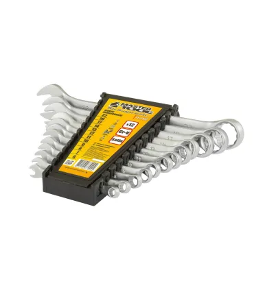 Sada klíčů MASTERTOOL SATIN FINISH očko/otevřeno 12 ks (6-14, 17, 19, 22 mm) 31 CRV 3 DIN3113 71-2112