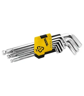 Klíče šestihranné MASTERTOOL 1, 5-10 mm 74/172 mm s kulovou koncovkou, CRV sada 9 ks 75-0957