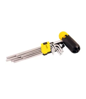 Klíče šestihranné MASTERTOOL TORX Т10/Т50 90/227 mm s rukojetí CRV sada 9 ks 75-0962