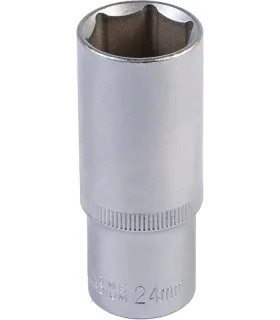 Hlavice nástrčná prodloužená 6-hranná MASTERTOOL 1/2" 24 mm L 78 mm CRV 78-0524