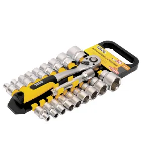 Sada hlavic nástrčných MASTERTOOL PROFI 1/2" 8-32 mm CrV ráčna 72Т, nástavec 20 ks 78-1220