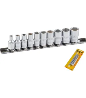 Sada hlavic nástrčných MASTERTOOL 1/4" 4-13 mm L 25 mm CRV, 10 ks (4/5/6/7/8/9/10/11/12/13 mm) 78-1410