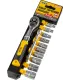 Sada hlavic nástrčných MASTERTOOL PROFI 1/4" 4-13 mm CrV ráčna 72Т, nástavec 12 ks 78-1412