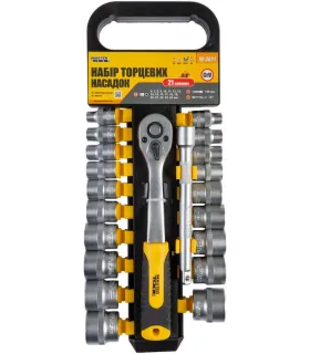 Sada nástrčných hlavic MASTERTOOL 3/8" 6-24 mm CrV ráčna 72Т, nástavec 21 ks 78-3821