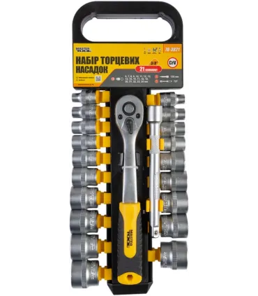 Sada nástrčných hlavic MASTERTOOL 3/8" 6-24 mm CrV ráčna 72Т, nástavec 21 ks 78-3821