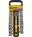 Sada nástrčných hlavic MASTERTOOL 3/8" 6-24 mm CrV ráčna 72Т, nástavec 21 ks 78-3821