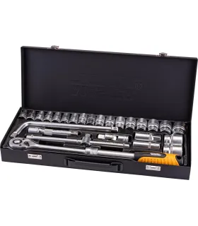 Sada hlavic nástrčných MASTERTOOL PROFI 1/2" 8-32 mm CRV teleskopická ráčna 72Т 26 ks 78-4126