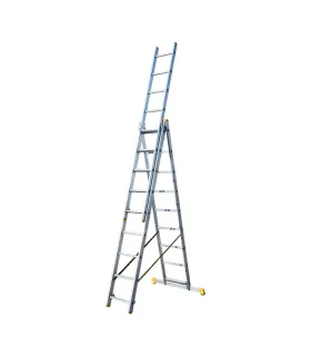 Žebřík hliníkový MASTERTOOL teleskopický 3*9 stupňů h 6200 mm max. 150kg 79-1309
