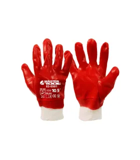 Rukavice pracovní MASTERTOOL z bavlny s červenou PVC povlakem, pletená manžeta 10, 5" 83-0501