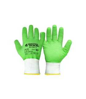 Rukavice pracovní MASTERTOOL pletené bezešvé s žebrovaným latexovým povlakem zelené 10" 83-0611