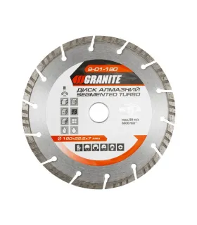 Kotouč diamantový GRANITE SEGMENTED TURBO 180*2, 6 mm 22-24% 8600 ot./min 9-01-180