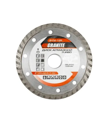 Kotouč diamantový GRANITE TURBO 125*2, 2 mm 22-24% 12200 ot./min 9-02-125