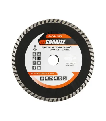 Kotouč diamantový GRANITE TURBO WAVE 180*2, 6 mm 22-24% 8600 ot./min 9-04-180