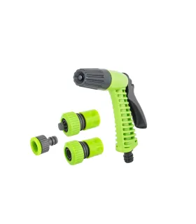 Zavlažovací souprava MASTERTOOL 4 ks (pistole regulovatelná, adaptér 1/2"-3/4" - samice, koncovka 3/4", koncovka 3/4" STOP - sam