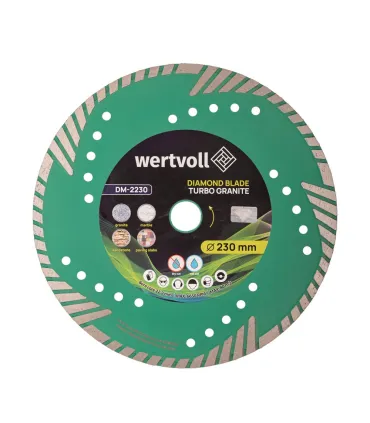 Kotouč diamantový WERTVOLL TURBO 230*3 мм 0, 24 výška segmentu 8 mm adaptér 22, 2-20 mm 6650 ot./min DM-2230