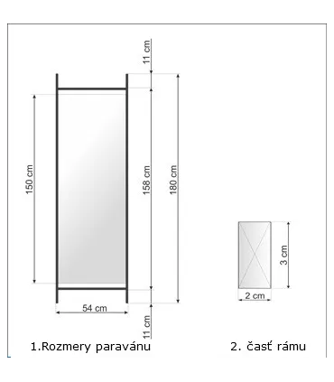 Paraván 3-krídlový palisander