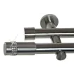 Kovová garnýž dvojitá Ø 19mm efekt-nerezová ocel koncovka - Cylinder crystal