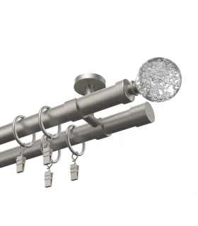 Kovová dvojitá garnýž EXCLUSIVE Satyn Ø 28 mm - Crystal