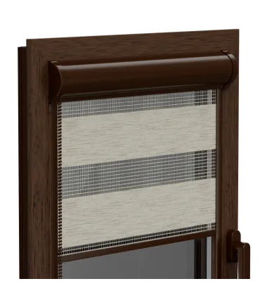 Roleta Den a Noc v hliníkové hnědé kazetě Elite řada bělený dub