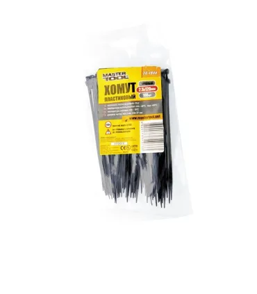 Páska stahovací MASTERTOOL na kabely, nylon 2,5*150 mm, černá 100 ks balení 20-1845