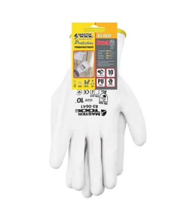 Rukavice pracovní MASTERTOOL pletené bezešvé s PU povlakem šedé 10" 83-0643