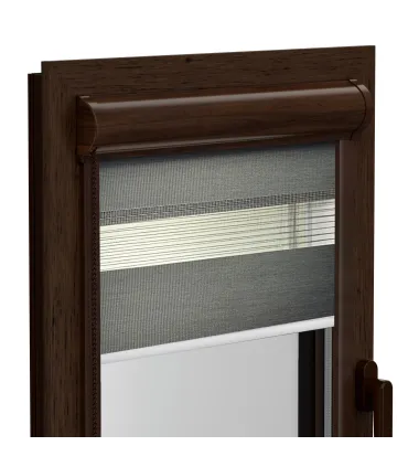 Roleta Den a Noc v hliníkové hnědé kazetě Elite řada stylový antracit