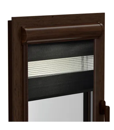 Roleta Den a Noc v hliníkové hnědé kazetě Elite řada černá hedvábná