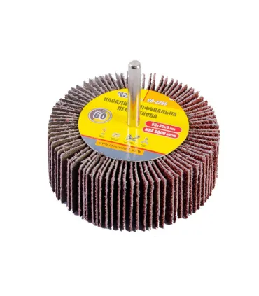 Válec lamelový brusný MASTERTOOL 80*30 mm P60 s hřídelí 6 mm 08-2286