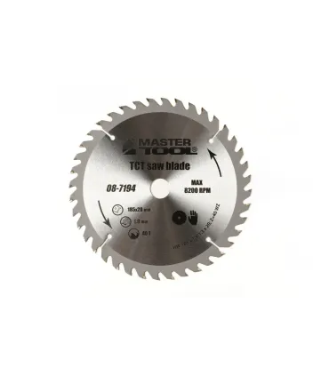 Pilový kotouč na řezání dřeva MASTERTOOL zuby z karbidu wolframu 185*20*40Т, adaptér 20-16 08-7194